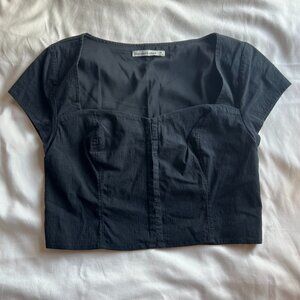 Abercrombie Black Hook and eye cropped corset top size M